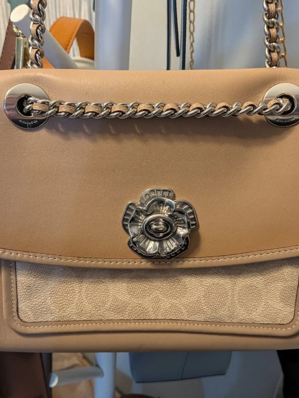Coach Floral Turnlock Chain Shoulder Bag